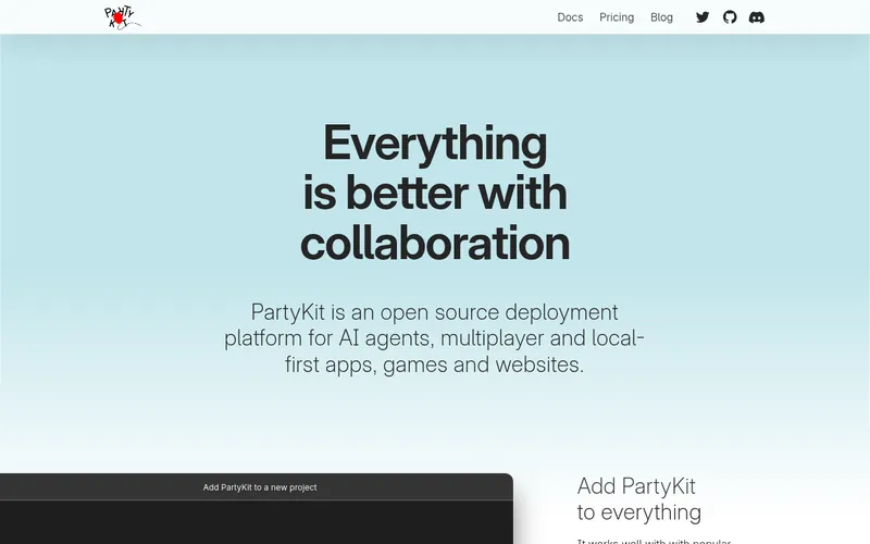Screenshot of the PartyKit homepage