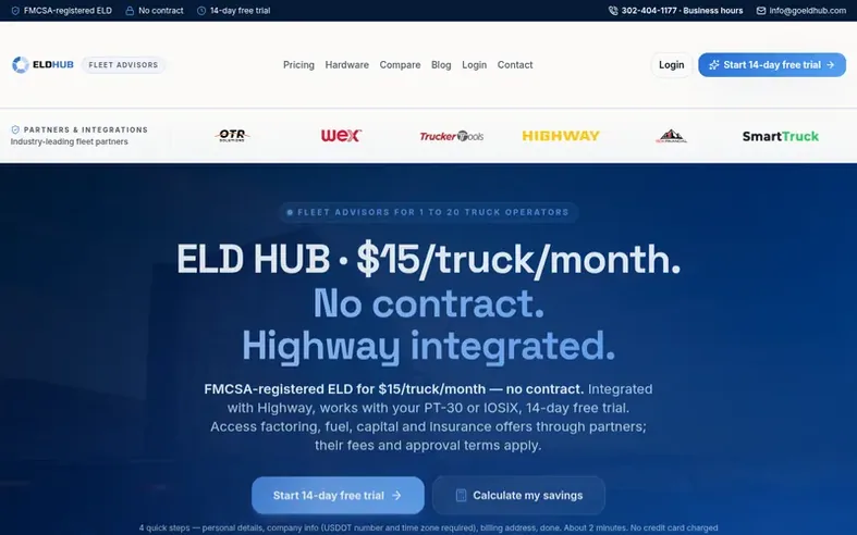 Screenshot of the ELD Hub homepage